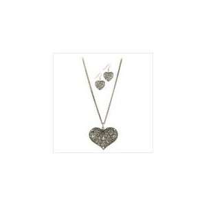  Lovers Lace Heart Fashion Jewelry Set Earrings Necklace 