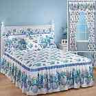 Hydrangea Butterfly Purple Flower Blue Floral Ruffle Quilt Bedspread 