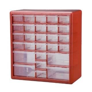    On DSR 27 27 Bin Plastic Drawer Parts Storage Organizer Cabinet, Red