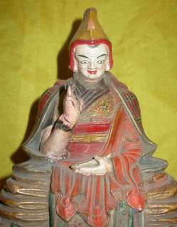   Old Antique Tibetan Buddhism Painted Clay Tsa Tsa Buddha Statue