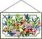   Design Glass Hand Painted 16x10 Style Art Panel Hummingbird Lilies