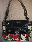 Milly black Patent Floral Shoulder Bag Handbag Tote Pur