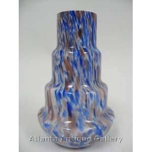  End of Day Cased Glass Cobalt, Brown, and White Ripple 