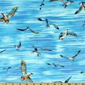   Michael Miller Seagulls Blue Fabric By The Yard: Arts, Crafts & Sewing