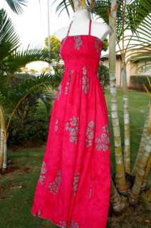   Tropical Hibiscus Florals Luau Cruise Long One Size Dress ~ PINK