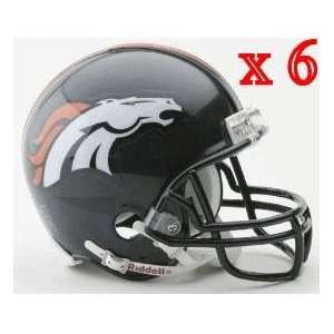  Denver Broncos NFL Mini Football Helmet 6 count Sports 