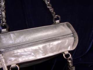 Coach CHELSEA PLATINUM Metallic Leather E/W Tote Shoulder Handbag 
