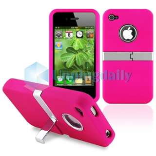 Hot Pink w/ Chrome Stand Hard Cover CASE+PRIVACY Screen FILTER for 