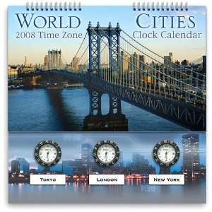  World Cities Time Zone Clock 2008 Wall Calendar Office 