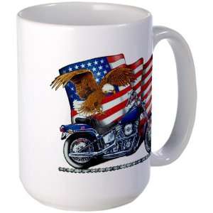   Mug Coffee Drink Cup Motorcycle Eagle And US Flag 
