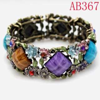 Fashion Rhinestone Crystal Copper Bangle Bracelet AB367  