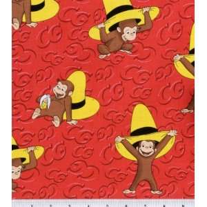  Licensed Cotton Print Curious George Initials On Red: Arts 