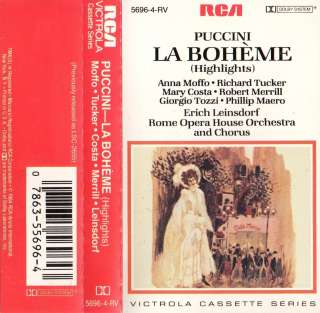 LEINSDORF PUCCINI LA BOHEME (HIGHLIGHTS) CASSETTE 1964 anna moffo 