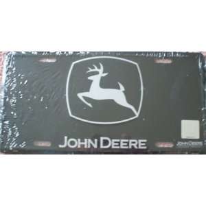    John Deere Black License Plate silver LOGO: Patio, Lawn & Garden
