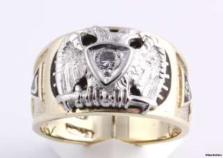 18ct Diamond 32nd Degree Scottish Rite Masonic Band   10k Gold Ring 