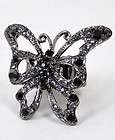 New Butterfly Metal Cast Design and Rhinestones Stretch Ring 