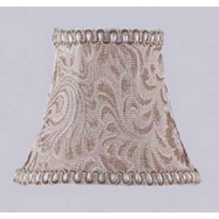  Wide Clip On Chandelier Shade, Silver Damask Silk, White Fabric Lining