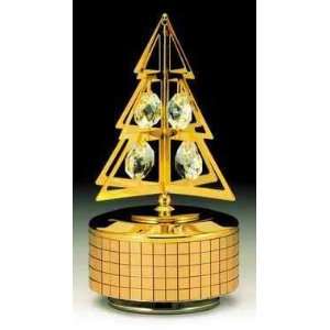   Christmas Tree Gold Plated Swarovski Crystal Music Box
