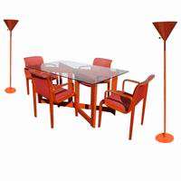 Vintage Italian Dining Set Table & (6) Knoll Chairs  