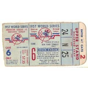    1957 World Series Game 6 Ticket Yankees Braves: Everything Else