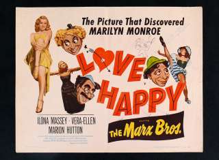 LOVE HAPPY * 1953 MARX BROS MARILYN MONROE MOVIE POSTER  