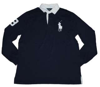 AUTH Ralph Lauren Mens Navy Big Pony Long Sleeve Polo Shirt M/XL 