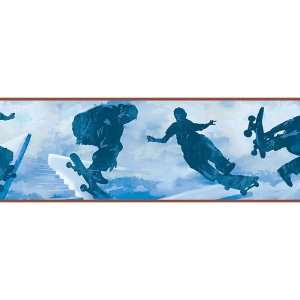  Blue and Red Skateboard Park Wallpaper Border Kitchen 
