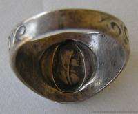   Silver Ring w Double Sided Religious Medallions of Jesus & Mary  