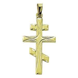  14K Yellow Gold Cross Pendant in a Greek Orthodox Design Jewelry 