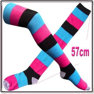 style striped over knee high socks/stockings  