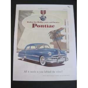  1951 PONTIAC AUTOMOBILE PRINT AD 