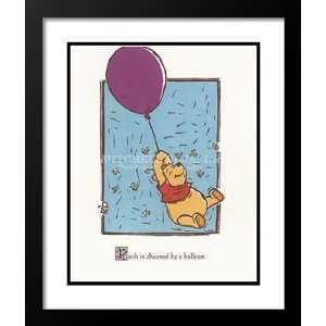   Double Matted Art 25x29 Pooh is Cheered By a Balloon
