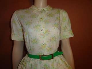   Yellow Floral print 50s Full Circle Lucy Day Dress Rockabilly M  