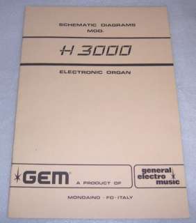 GEM MODEL H3000 ORGAN SCHEMATICS (GENERAL ELECTRO MUSIC)  