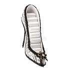 Beautiful Zebra Pattern Shoe shaped Jewelry Ring Display Stand Rack 