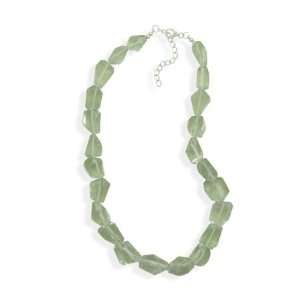  Sterling Silver Green Amethyst Nugget Necklace: West Coast 