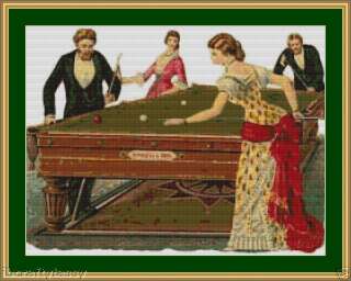 GAME OF POOL~counted cross stitch pattern #438~PEOPLE Chart  