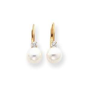   Pearl GH/VS Diamond Leverback Earrings West Coast Jewelry Jewelry