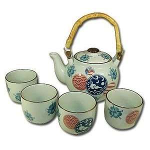  5 pc Japanese Plum Tree Tea Set: Kitchen & Dining