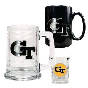  Georgia Tech GT Mugs & Shot Glass Gift Set: Sports 