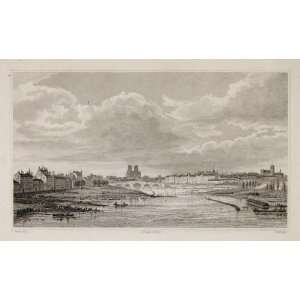  1831 Tournelle Bridge Panorama Paris Engraving NICE 