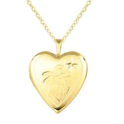 Sterling Silver and 14k Gold Angel Heart shaped Locket Necklace 
