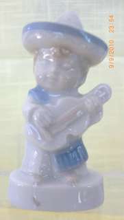 Vintage Porcelain Guitar Boy Blue & White Figurine!  