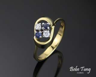 BEBE TUNG 18K750 Yellow Gold Diamonds Sapphires Ring  