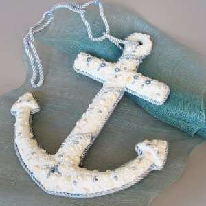 Decorative Anchor. Made with Natural Sea Shells, Sequens, and Beads 