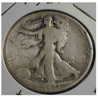 Liberty Walking Half Dollar 1921 S. GradeGood+.