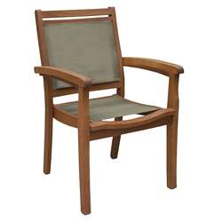 Sling and Eucalyptus Brown Stackable Arm Chair  