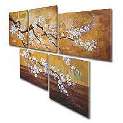Plum Blossom Hand painted Oil on Canvas Art Set  Overstock