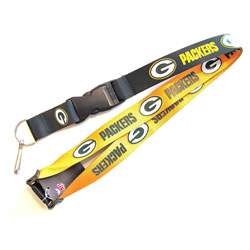 Green Bay Packers Reversible Clip Lanyard Keychain ID Ticket Holder 