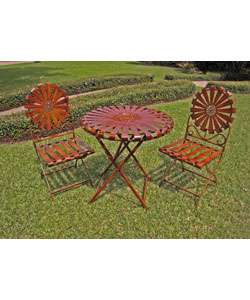 Iron Folding Round Back Bistro Chair and Table  Overstock